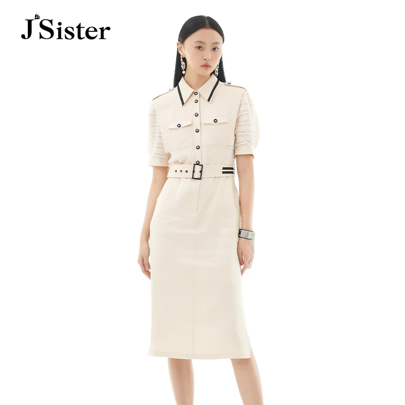 jsister夏季新品连衣裙 JS女装时尚休闲优雅修身气质通勤