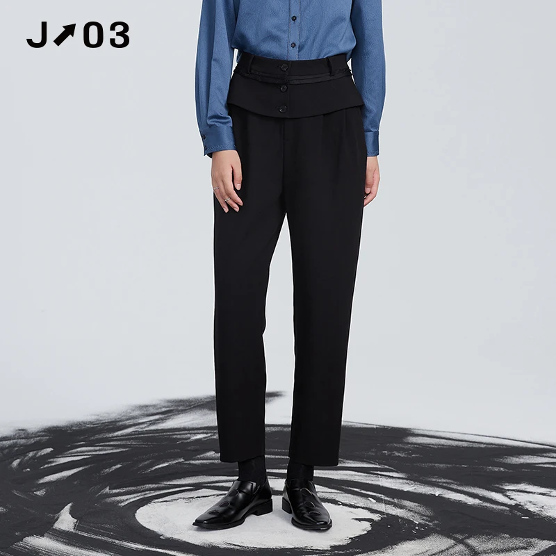 J03女装 秋冬新品休闲裤 时尚直筒百搭通勤高腰显瘦长裤