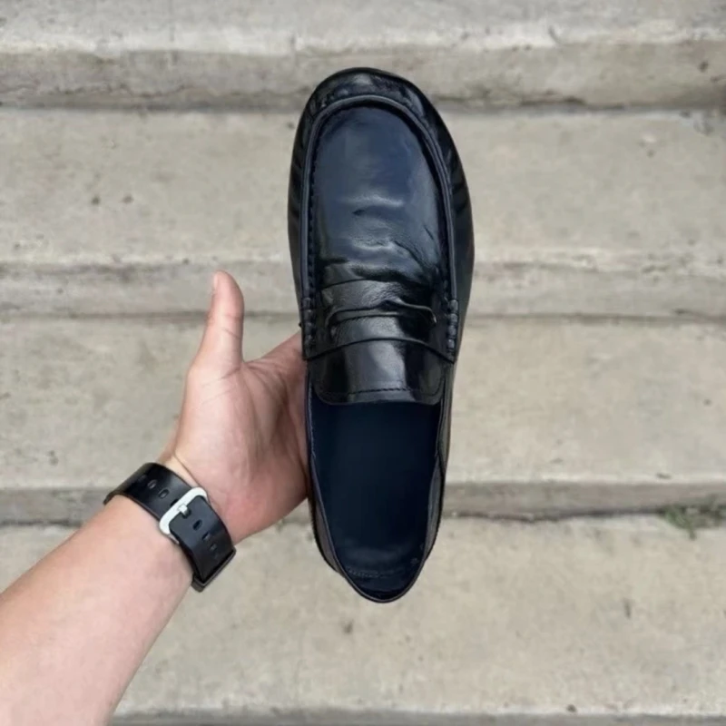 男士真皮豆豆鞋春秋季新款柔软透气套脚时尚鞋软底驾车休闲皮鞋子
