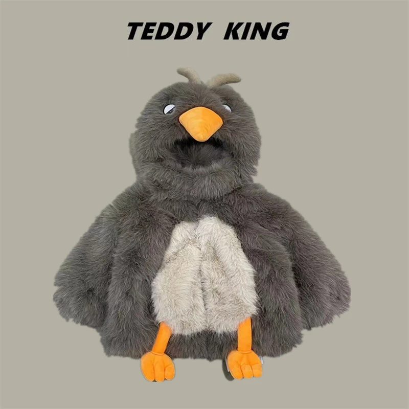 teddyking毛毛外套TXB24871 24冬 中小童 韩版 新款 企鹅连帽