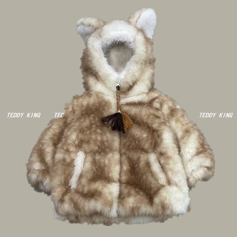teddyking毛毛外套  24冬 TXB241070 中小童 新款  设计款 小狐狸