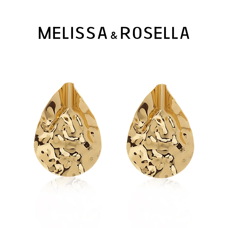 MELISSA&ROSELLA 铜合金耳饰 小众夸张褶皱片状耳环手工轻奢耳钉