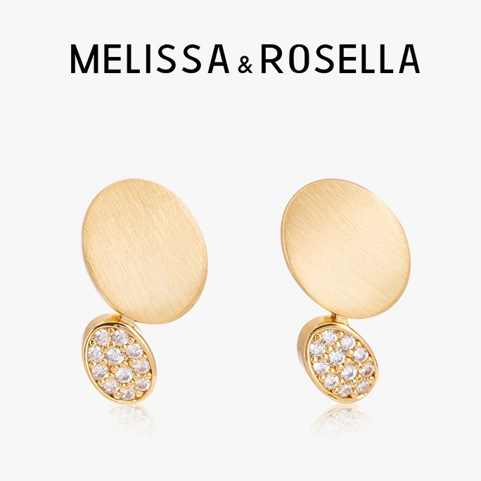 MELISSA&ROSELLA 铜合金耳饰 鎏金岁月纹理感耳钉复古轻奢气质