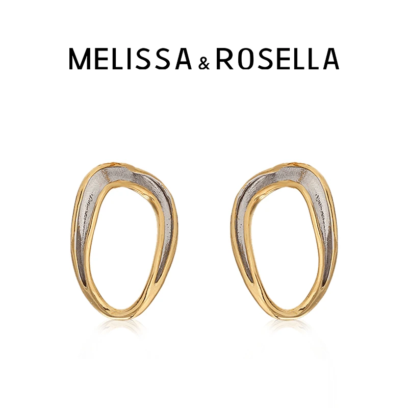 MELISSA&ROSELLA 铜合金耳饰 金晨同款几何弧度双色耳钉百搭小众