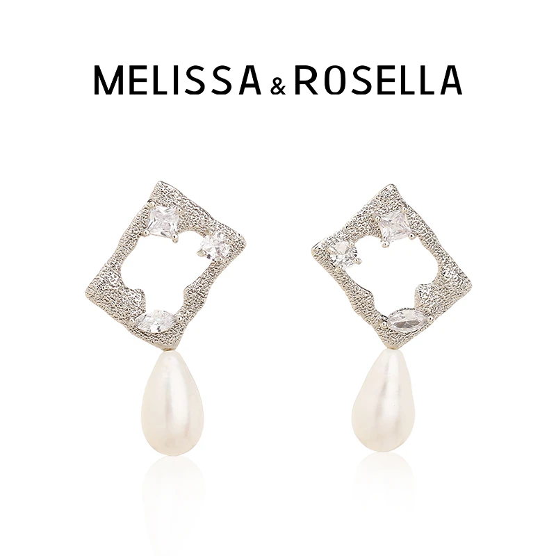MELISSA&ROSELLA 铜合金耳饰 时光印迹几何短款耳钉气质百搭耳环