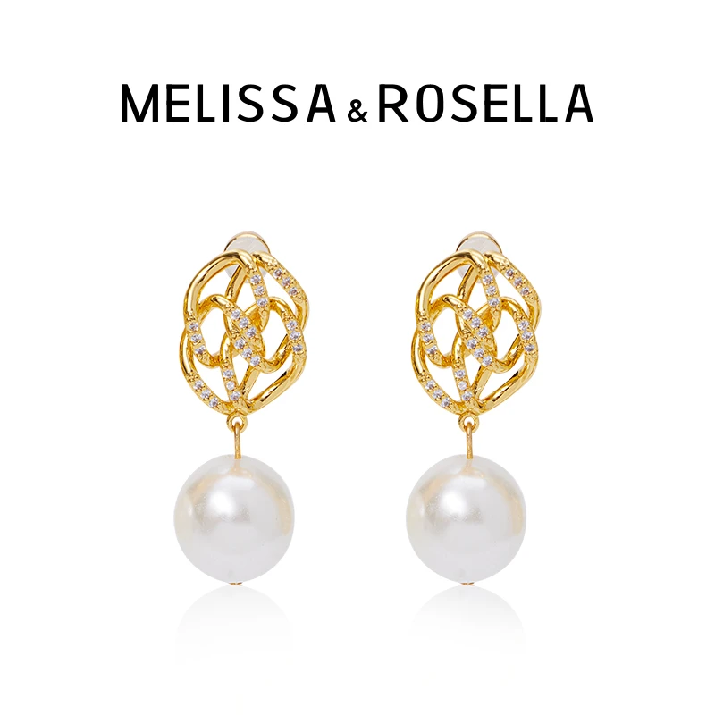 MELISSA&ROSELLA 铜合金耳饰 轻奢小众高级感气质法式山茶花耳环