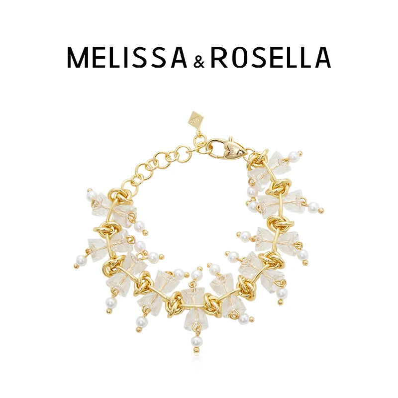 MELISSA&ROSELLA 铜合金手链 轻奢复古小众编织铃兰花手链可调节