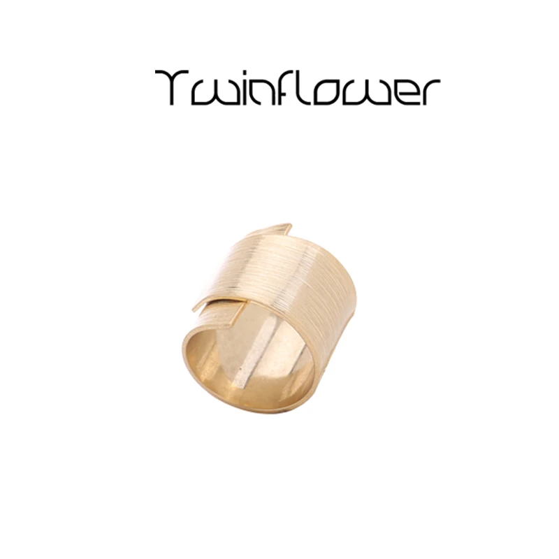 twinflower 铜合金戒指 拉丝卷花戒指复古时尚简约可调节戒指指环