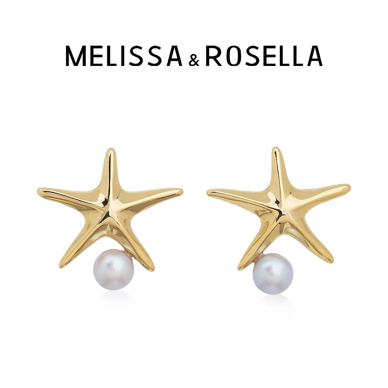 MELISSA&ROSELLA 铜合金耳饰 气质灵动海星耳钉法式轻奢精致耳饰