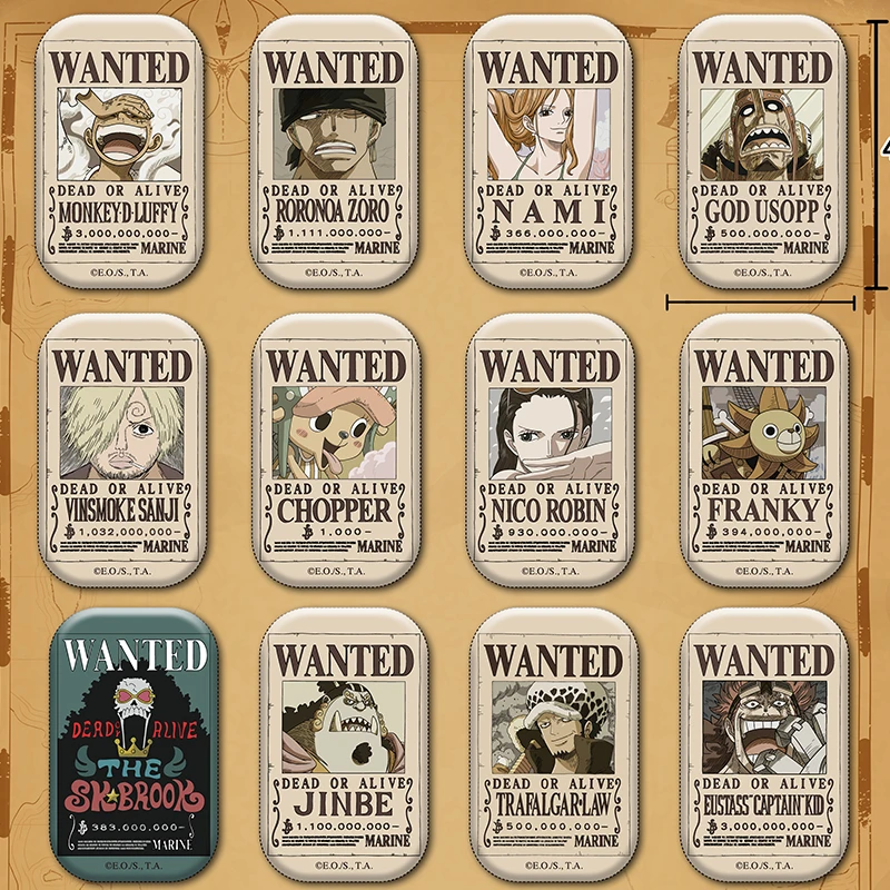 海贼王盲盒通缉令方形吧唧徽章航海王动漫周边