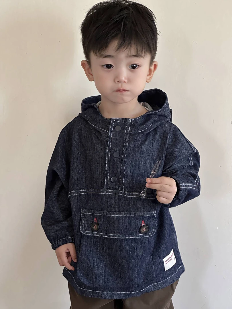 清仓【活性牛仔不掉色】设计师款男女童套头上衣外套长袖洋气CK580