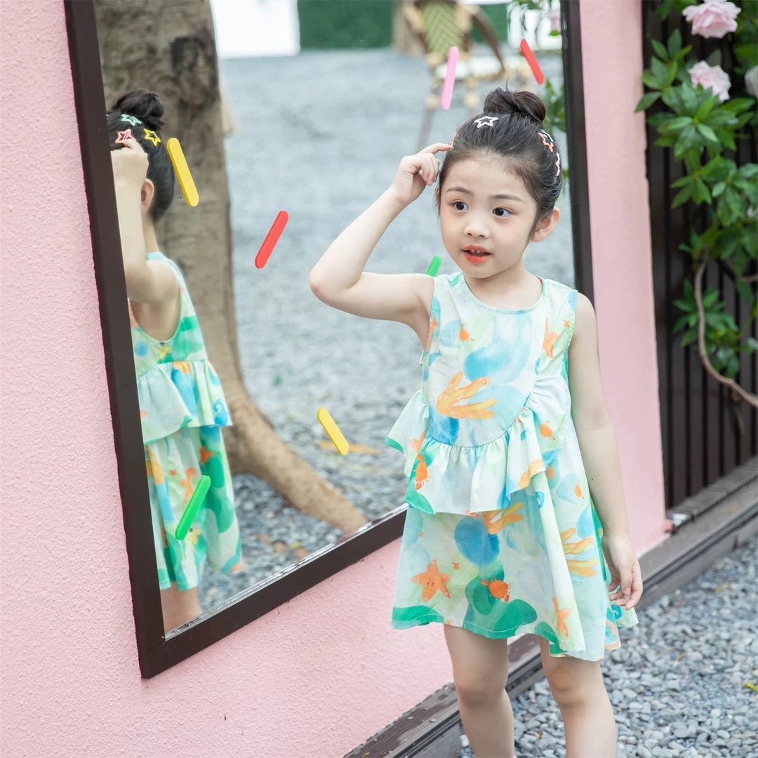 【水天一色】女童设计师款梭织背心连衣裙33220030