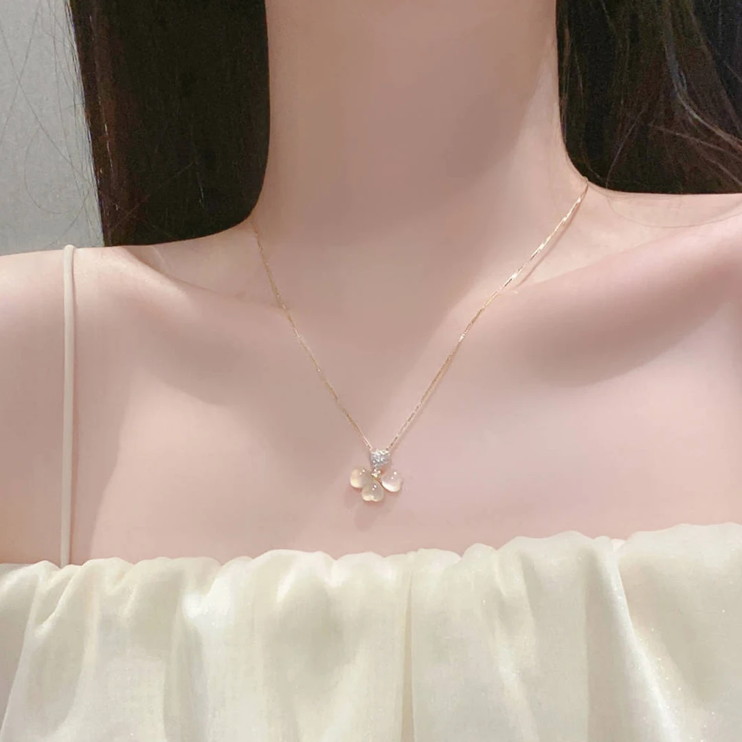 钛钢项链 【花萤】2024小众气质款简约四叶花花时尚轻奢项链女ins