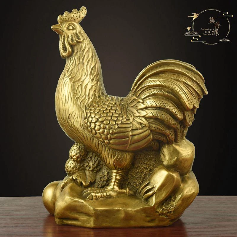 纯铜公鸡摆件铜鸡金鸡十二生肖鸡招财风水家居客厅装饰工艺品摆设