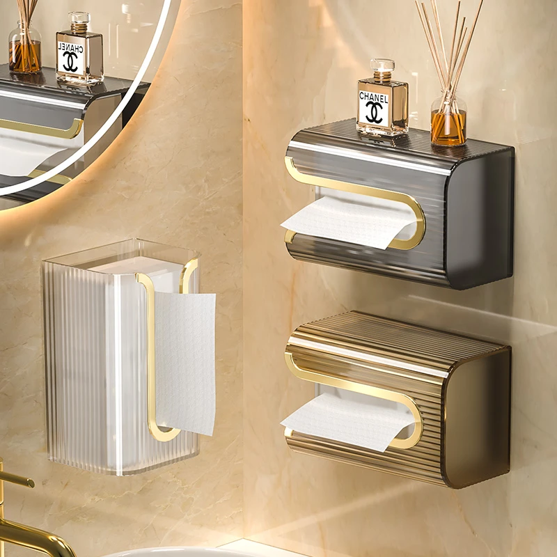 浴室纸巾架卫生间免打孔置物架壁挂式卷纸筒防水家用厕纸架挂壁式