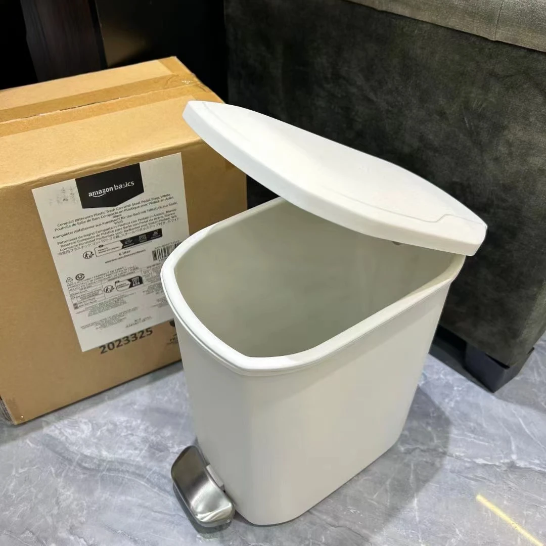 外贸款带钢踏板6L垃圾桶27*17*28cm