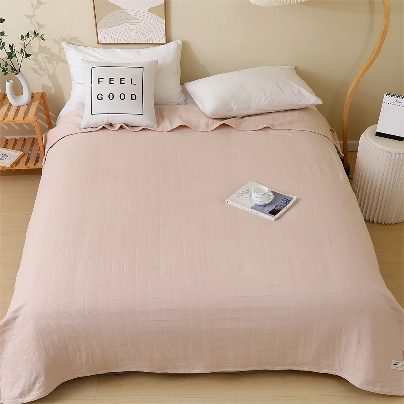 迷宫纯棉流苏多功能毯出口日系风纯色