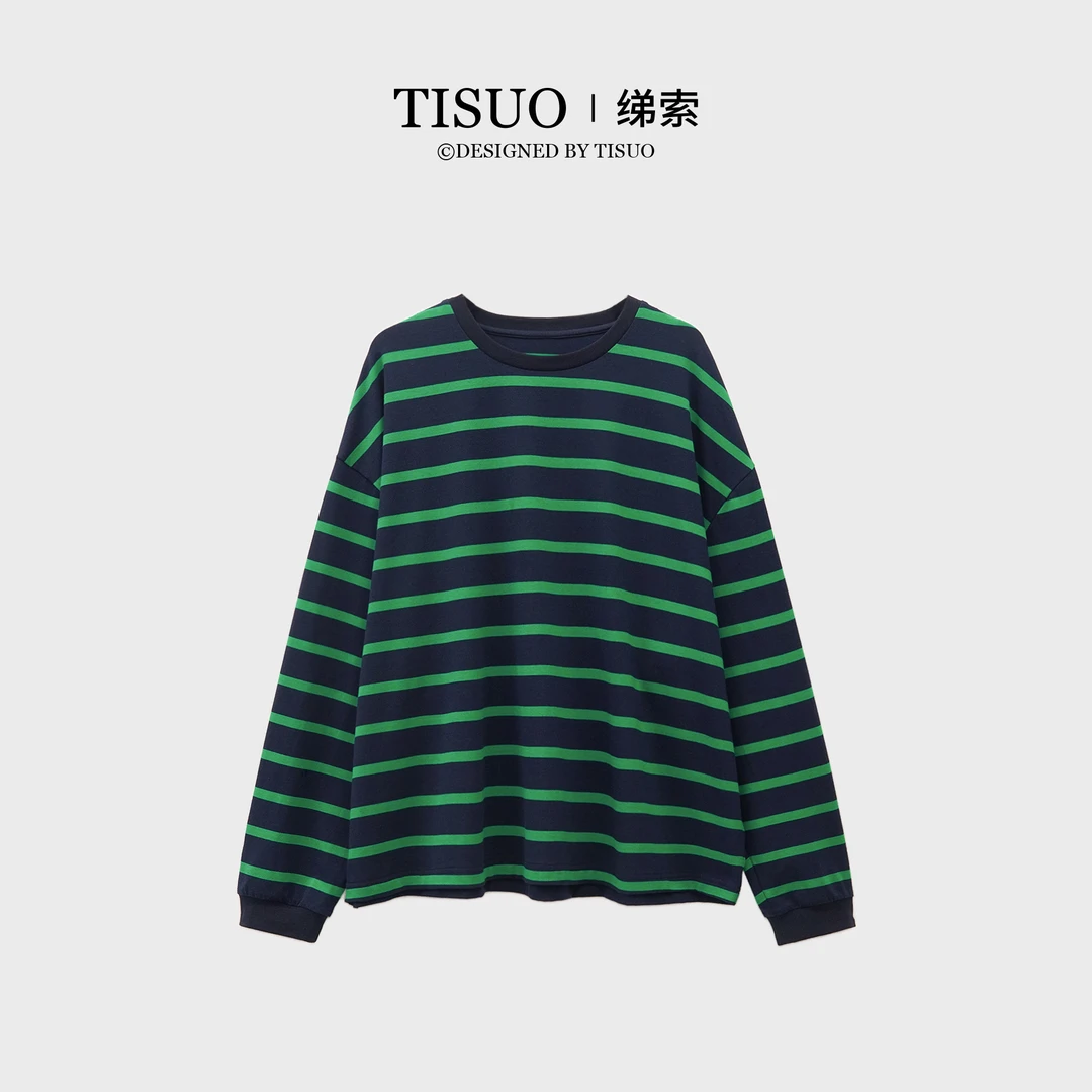 TISUO/绨索“休闲色调”经典圆领双色条纹 长袖TS890906
