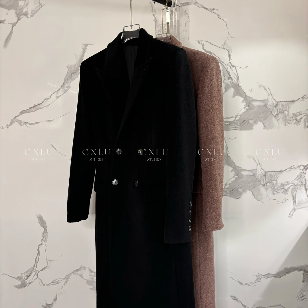 杨树林秋冬秀款Rose同款收腰大气冷感羊毛大衣2439