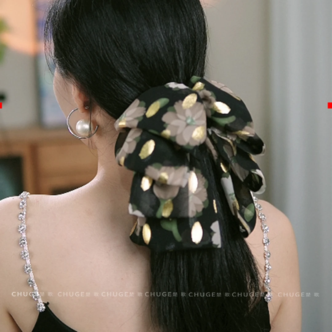 非金属发饰 【梦澜】高级感碎花优雅复古气质甜美抓夹后脑勺发饰女