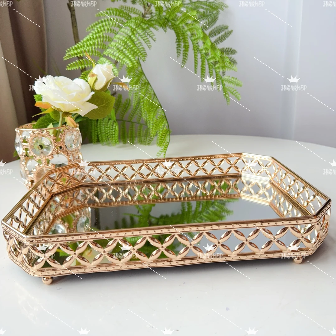 美式轻奢复古茶几桌布家用卧室欧式长方形托盘摆件实用型防滑摆件