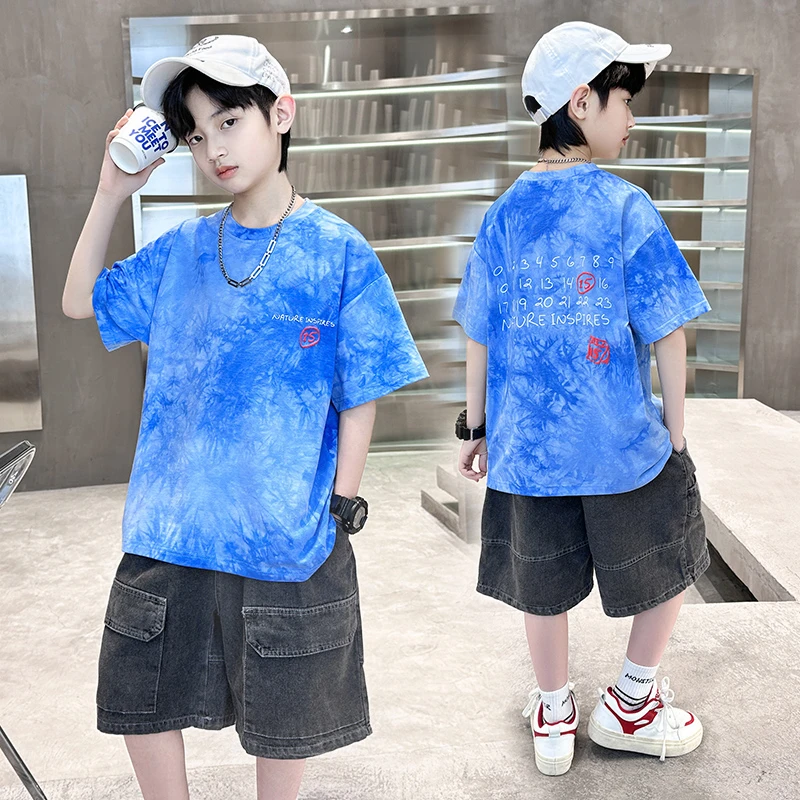 男童夏装套装洋气薄款2025新款儿童中大童男孩夏天休闲帅气两件套