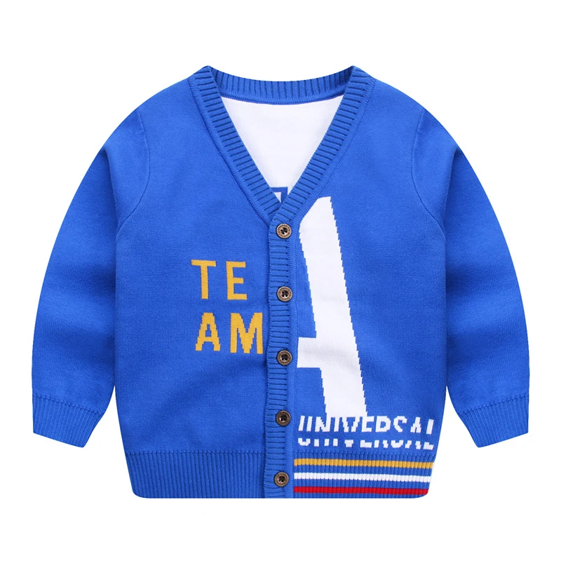 A类棉儿童针织开衫童装新款23年男童女童毛衣外套百搭V领宝宝上衣