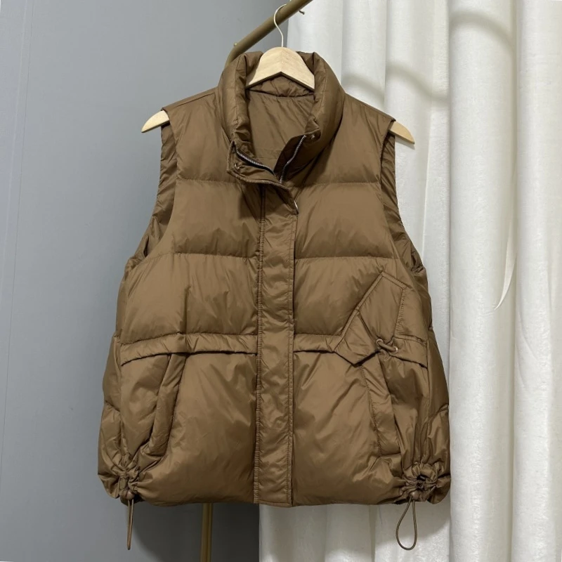 【亚聚-W】白鸭绒羽绒服马夹女2024冬季新款鸭绒袄背心坎肩羽绒