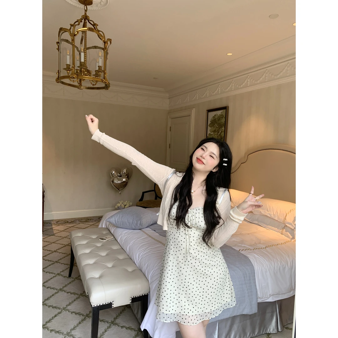 M5T6微胖定制 秀智初恋裙/法式高级感吊带连衣裙茶歇气质防晒开衫