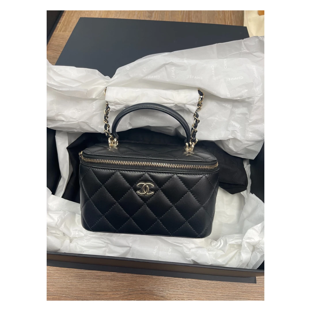 未使用 Chanel/香奈儿 澳海贝/素手柄长盒子黑色盒子包口盖包