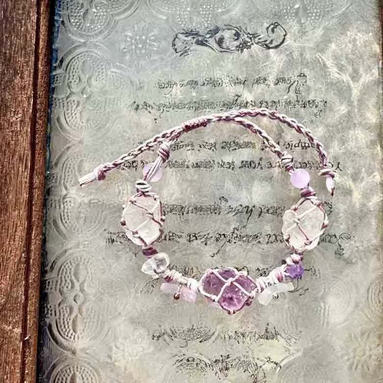 仿水晶手链 灵魂对撞  水晶紫色手绳手链手环macrame正品店铺