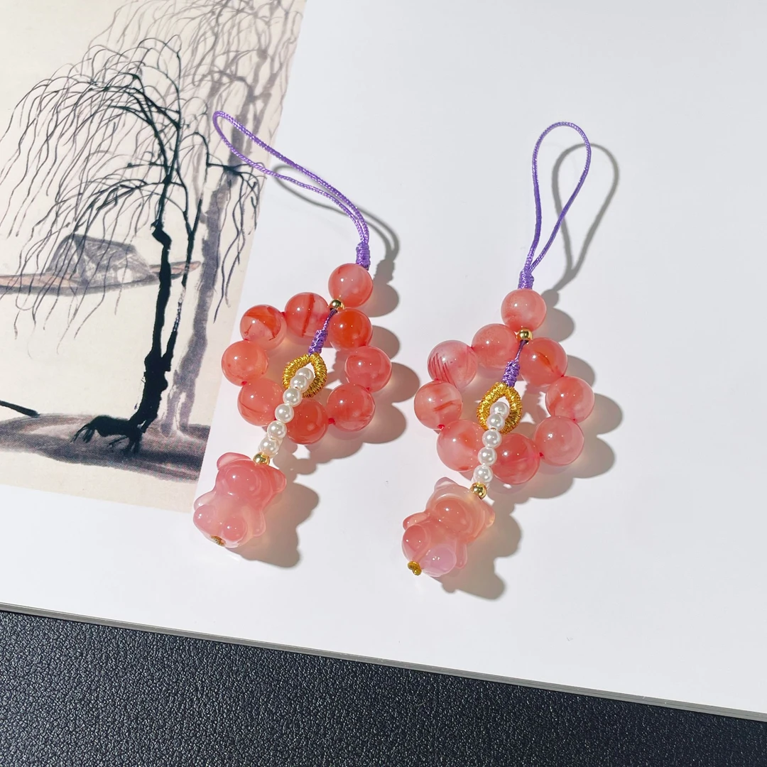 【云上雅岚】C2212-南红DIY手机挂-8mm-多样性发一件