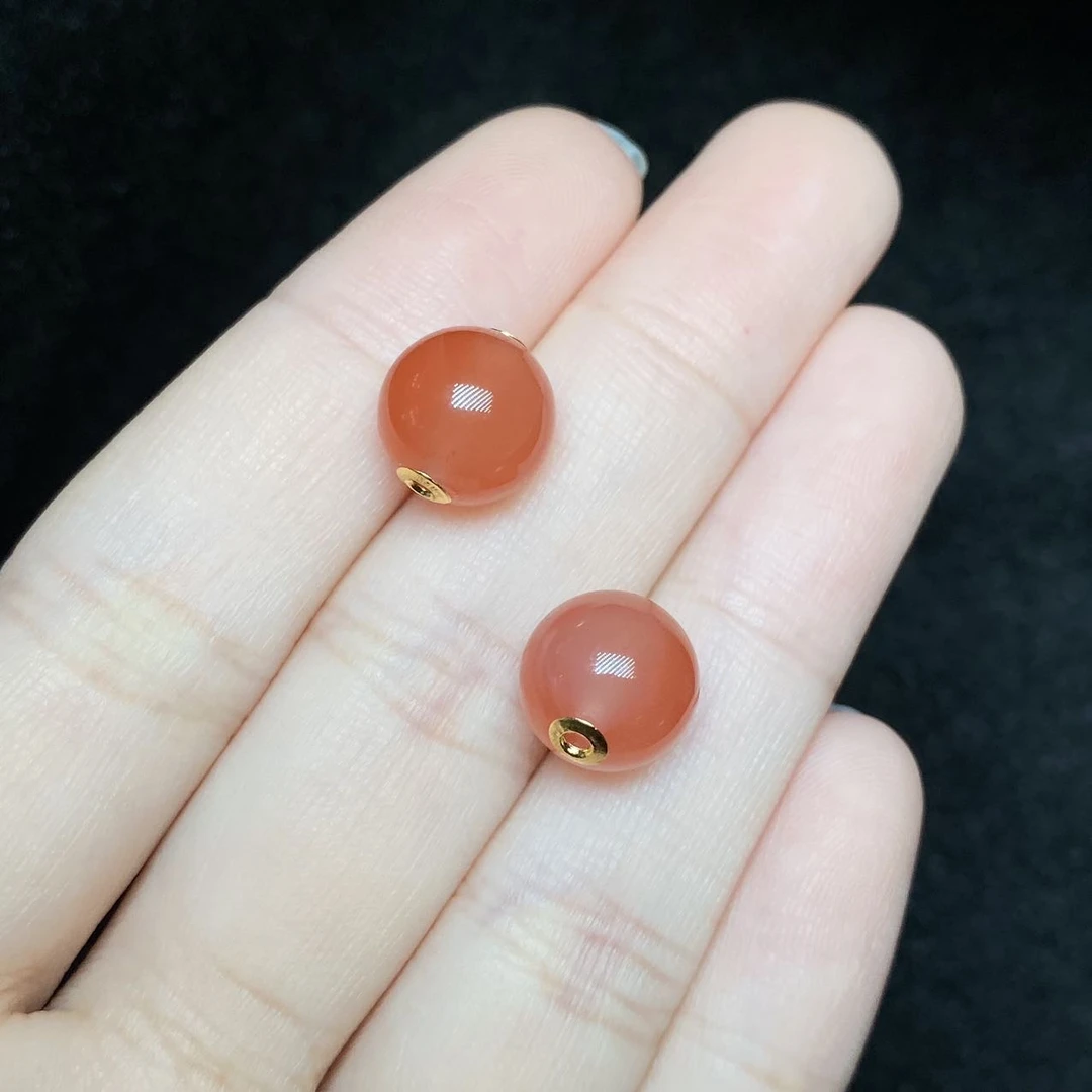 【小宝珠宝】15 S81541-18k金镶嵌南红吊坠-多样性发一件-9.5mm+