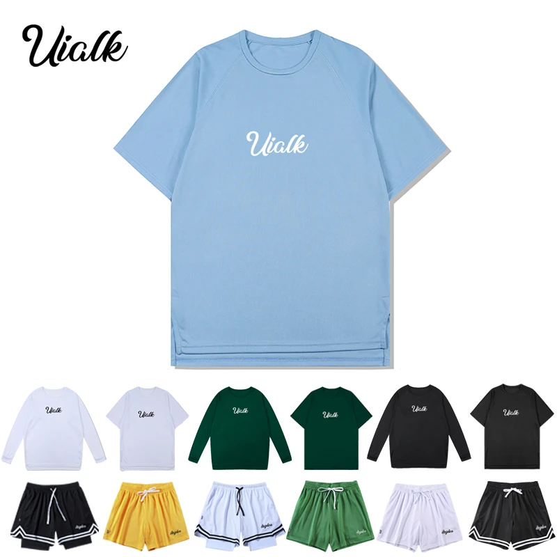 UIALK运动T恤短袖篮球训练服速干透气上衣字母投篮北卡蓝美式国潮