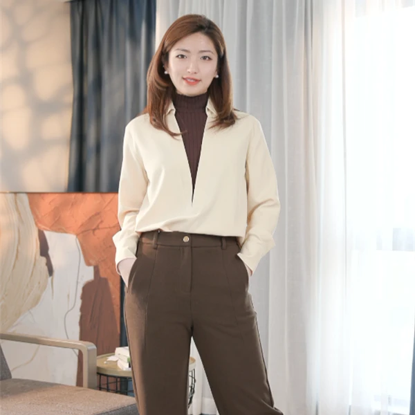 线下同款|仿佛百搭休闲气质假两件针织拼接长袖衬衫女FD00356