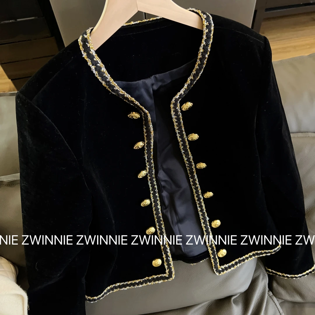Zwinnie/詹维尼【金扣丝绒外套】设计感时尚外套 GYS202365