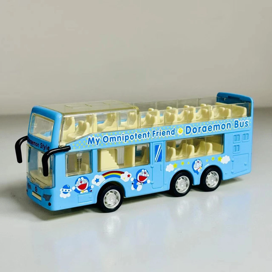 合金声光叮当猫双层巴士双开门带回力车BS