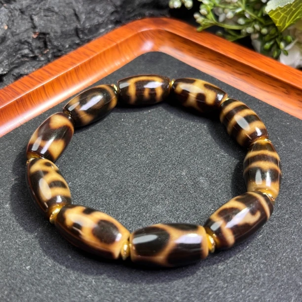 【四宝臻品】黑金多宝阵天珠玛瑙手串/18*10mm/多样性发货