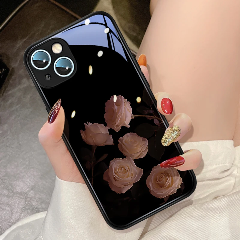 高级玫瑰适用苹果16手机壳iphone13promax新款玻璃12pro镜头全包