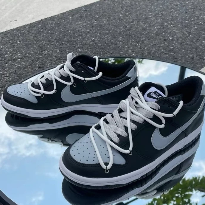 dunk low圆形椰子米色扁平浅灰色板鞋伦敦迷雾学院风黑灰双鞋带绳