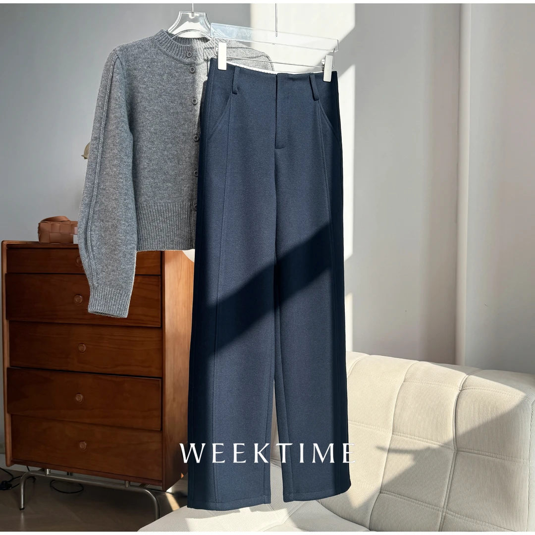 【冬日恋歌】橙子专属气质轻奢连腰设计时尚休闲百搭高腰毛呢休闲裤