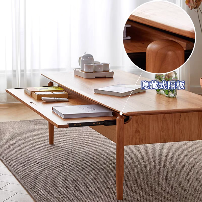 若谷茶几餐桌两用多功能简约北欧实木小户型客厅家用日式茶桌定制