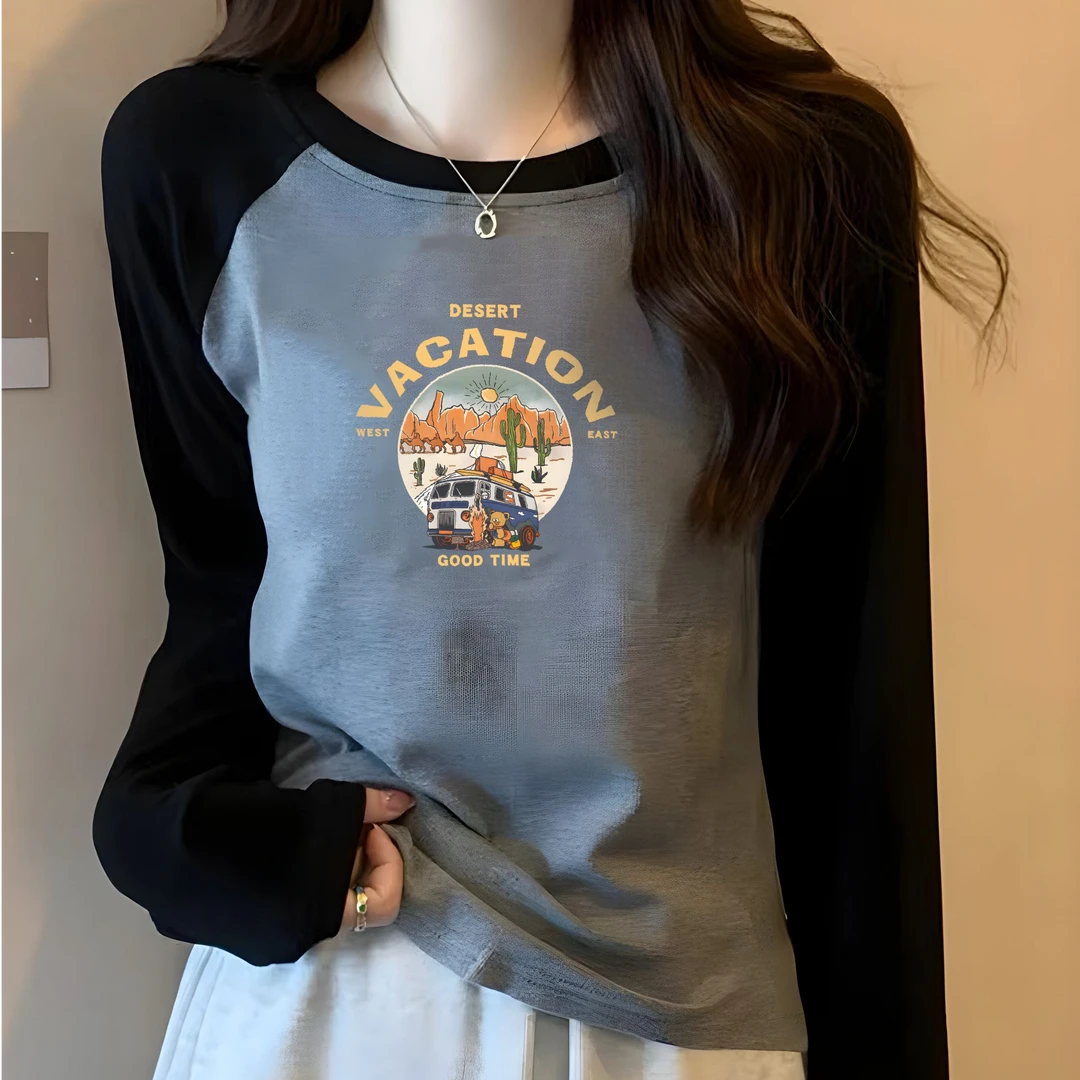 德绒复古插肩长袖秋冬早秋加厚磨毛打底衫女新款内搭显瘦洋气上衣