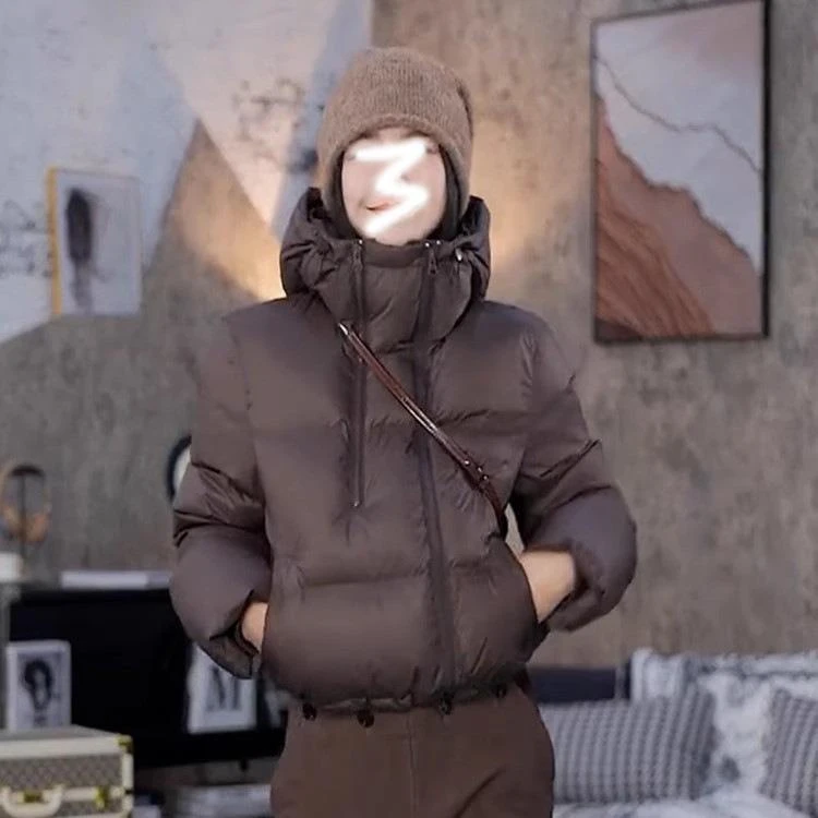 欧货时尚双拉链连帽羽绒棉服女2024冬季新款加厚漂亮棉衣短款外套