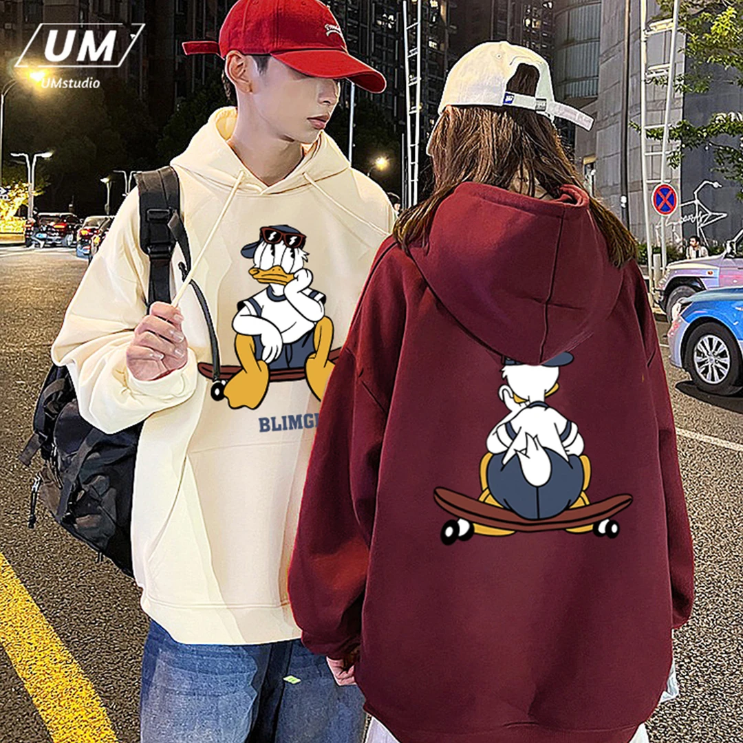 「UM男装定制卫衣」美式潮牌唐老鸭印花连帽卫衣情侣装秋冬季#T3535