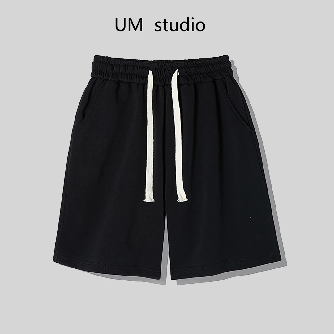 美式vibe基础款松紧腰短款男夏季潮牌宽松休闲百搭直筒五分裤#S1