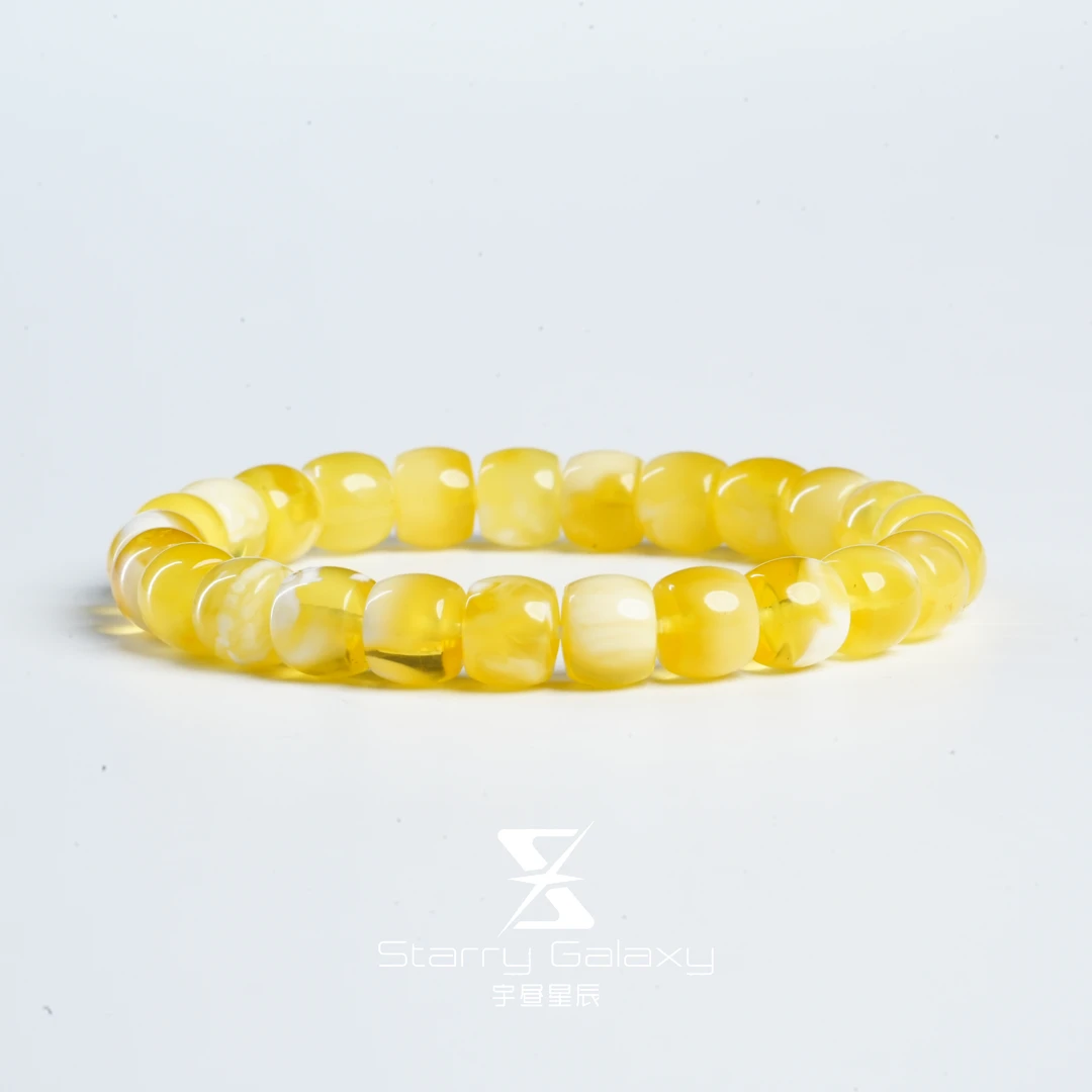 【宇昼星辰】8mm妖白蜜蜡直切气质轻奢手链百搭小众老型多样性发一