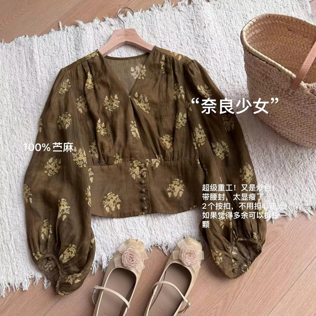 小文姐 W0334-‘奈良少女’气质时尚休闲炒色定制色长袖设计感小衫