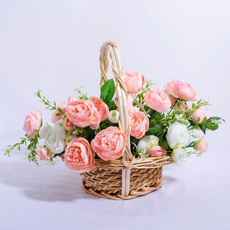 柳藤编花篮舞蹈道具跳舞篮鲜花篮子婚庆小花篮手提客厅插花编织篮