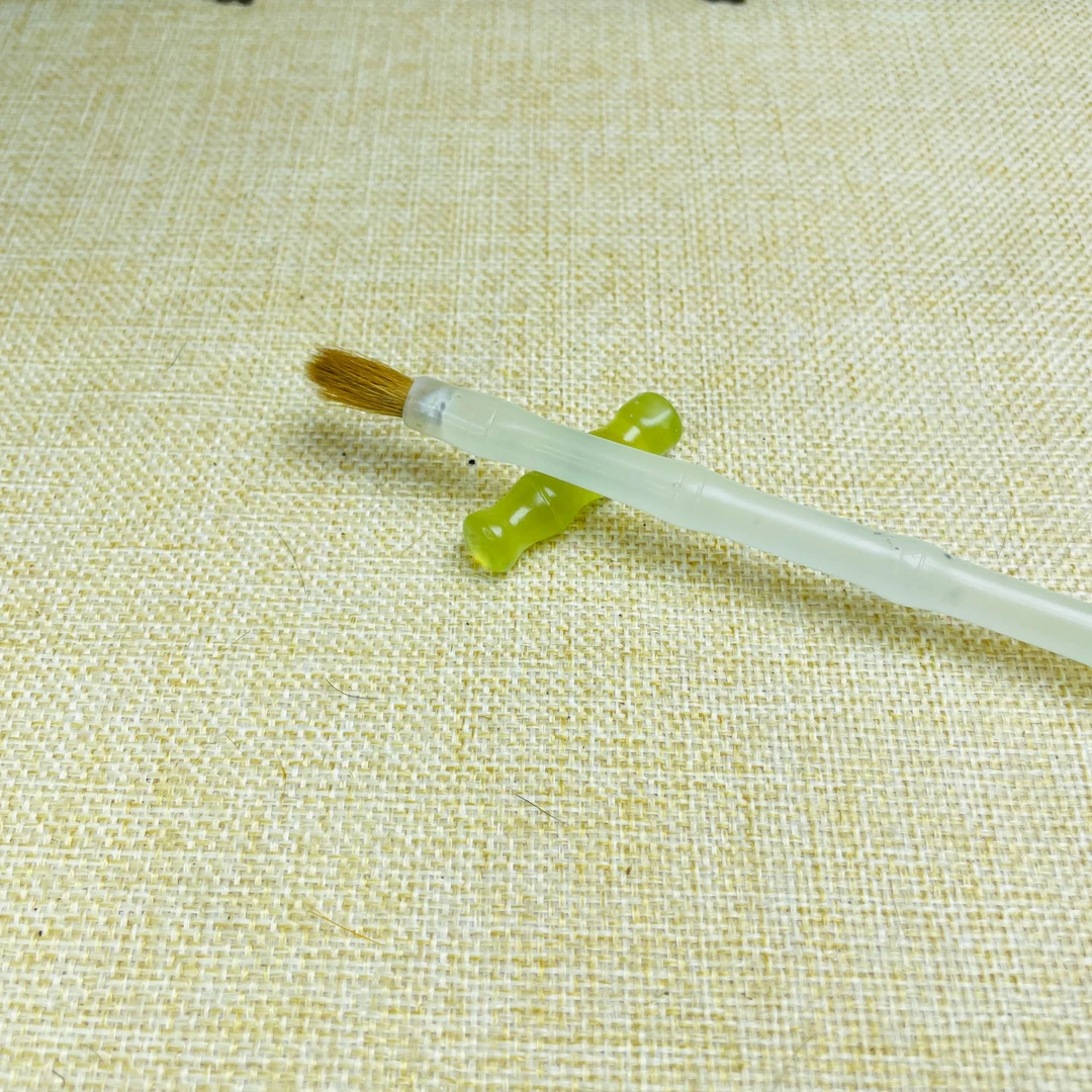 钰澜斋岫玉文房 纯天然岫岩玉竹节造型笔搁 书法初学必备小巧方便